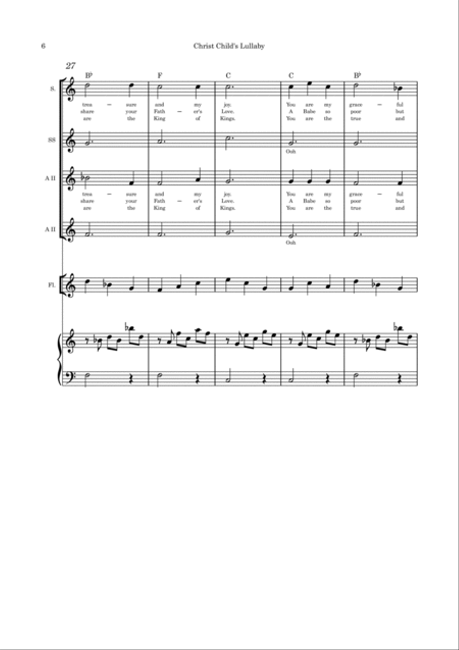 Christ Child's Lullaby (Taladh Chriosda) - Scottish Gaelic Carol-SSAA flute, cello, violin and piano SSAA scores gallery preview page 6