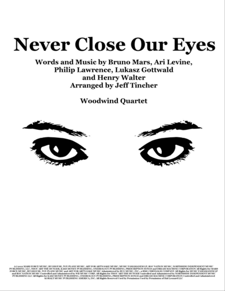 Never Close Our Eyes Woodwind Quartet scores gallery preview page 1