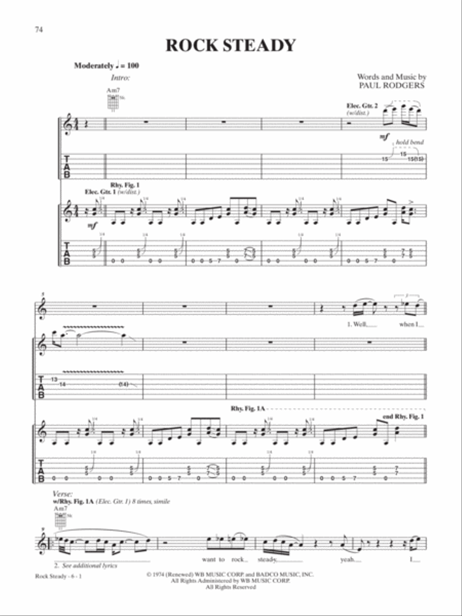 Rock Steady Rock Steady Guitar Tablature scores gallery preview page 1