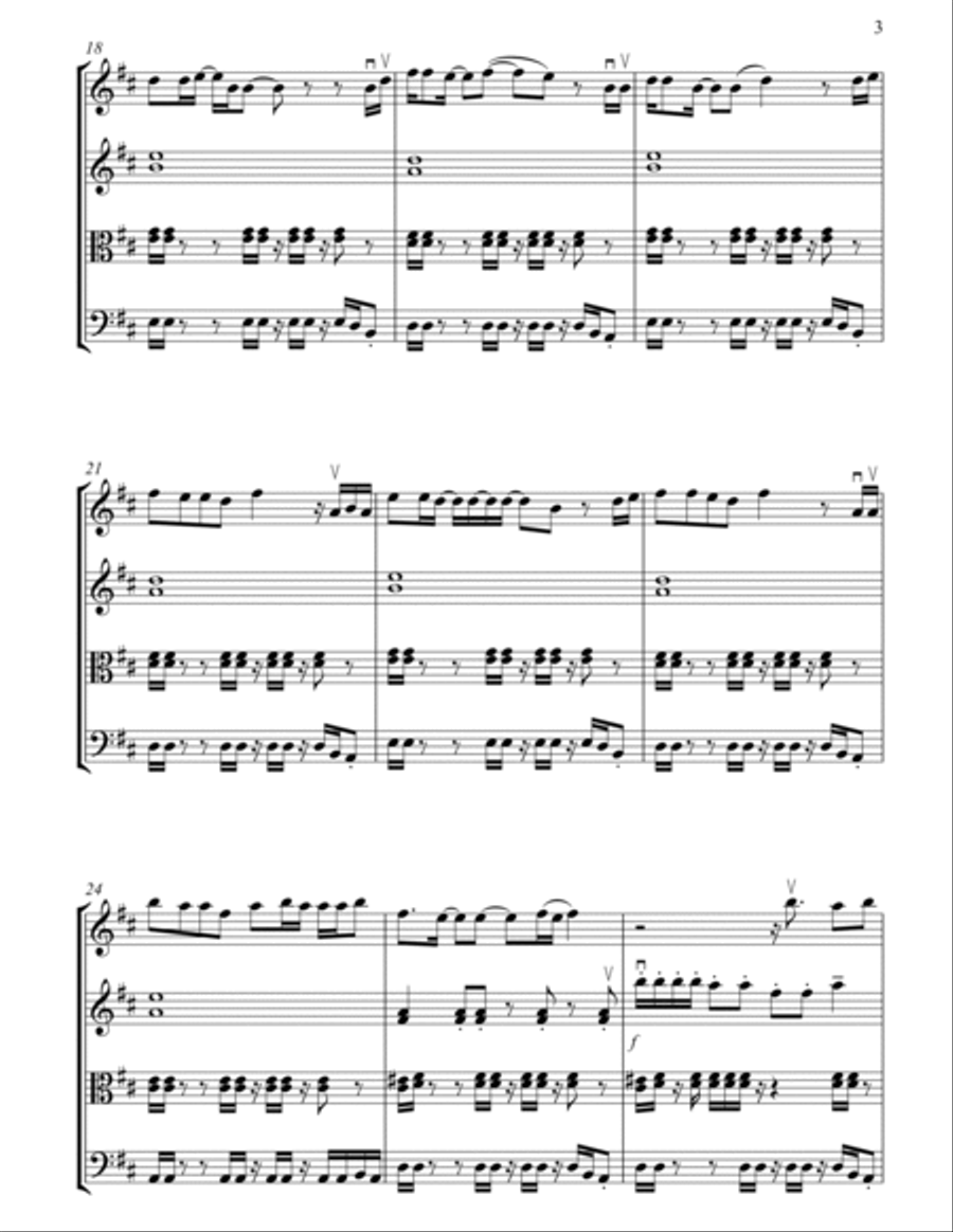 Kung Fu Fighting String Quartet scores gallery preview page 3