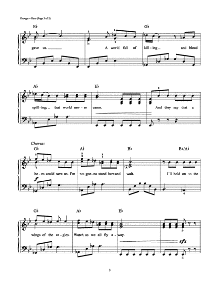 Hero Easy Piano scores gallery preview page 3