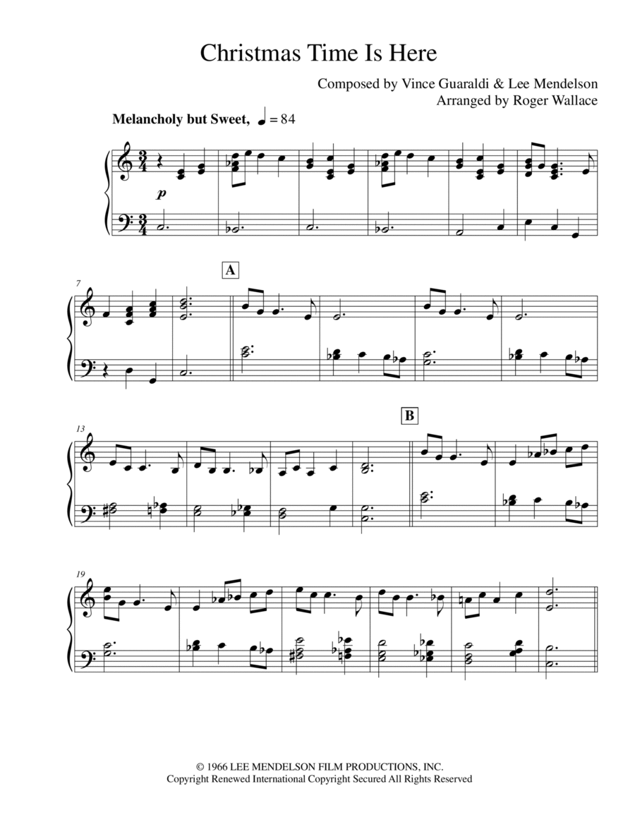 Christmas Time Is Here Piano Solo scores gallery preview page 1
