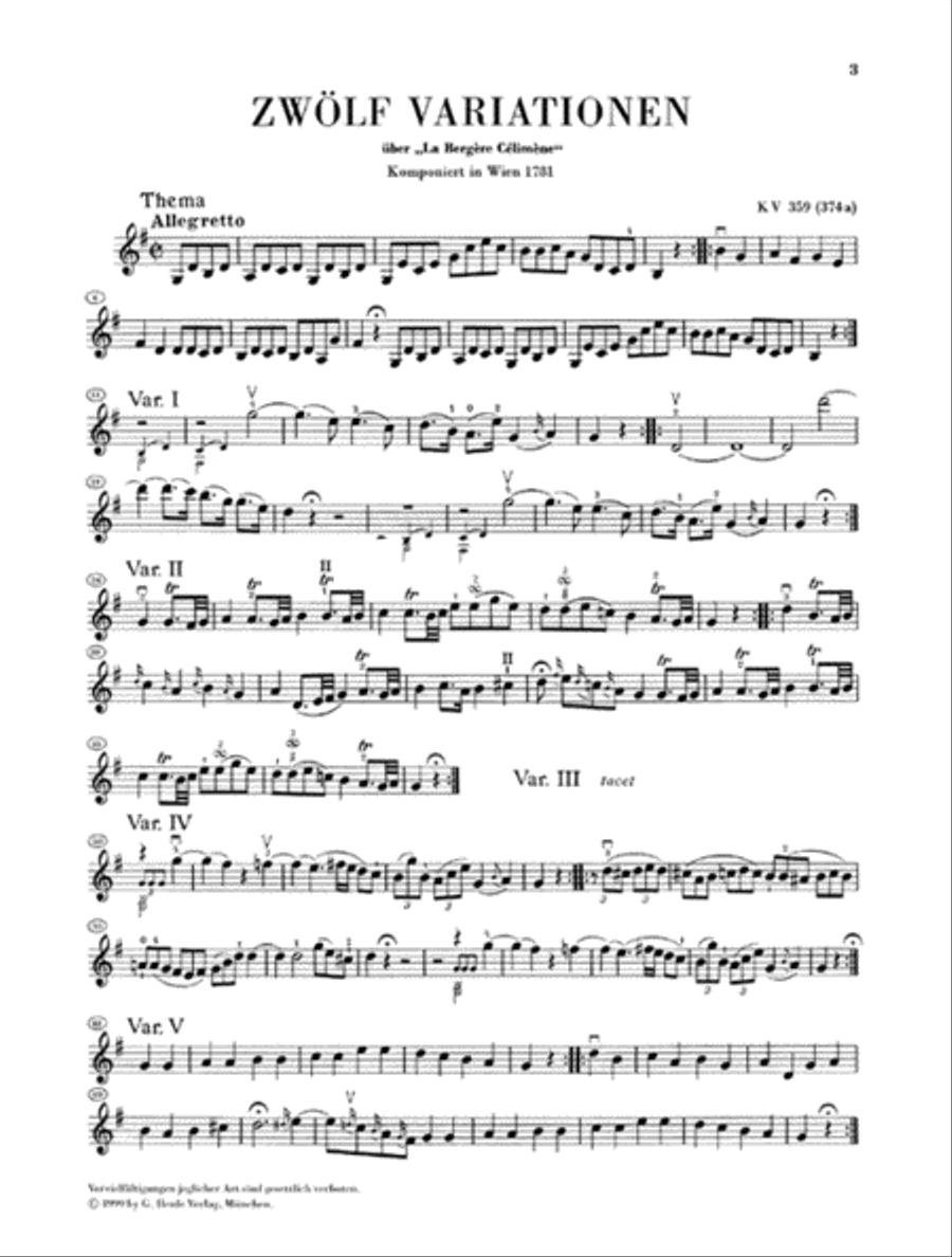 Variations for Piano and Violin Violin Solo scores gallery preview page 3