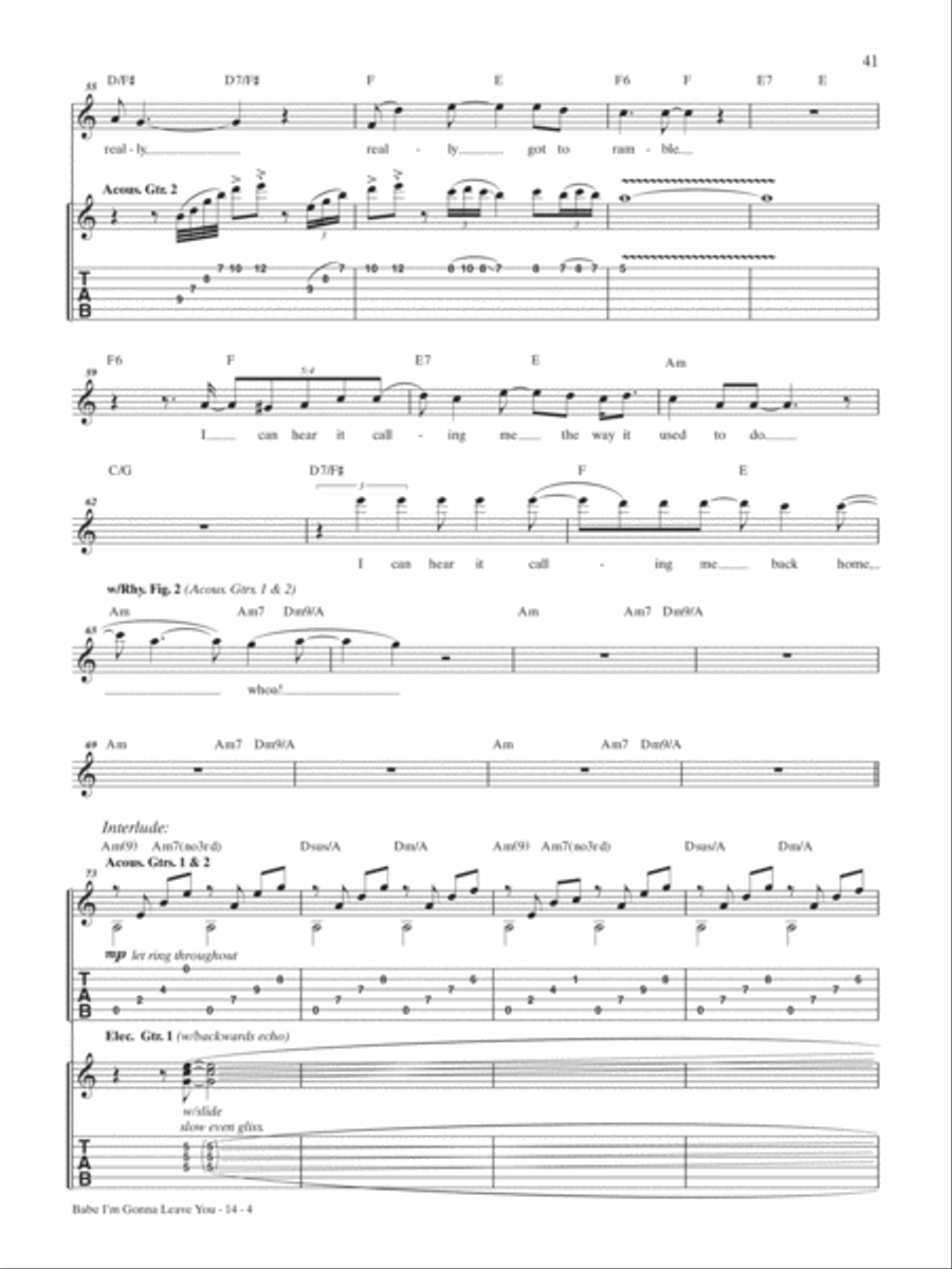 Babe I'm Gonna Leave You Guitar Tablature scores gallery preview page 4