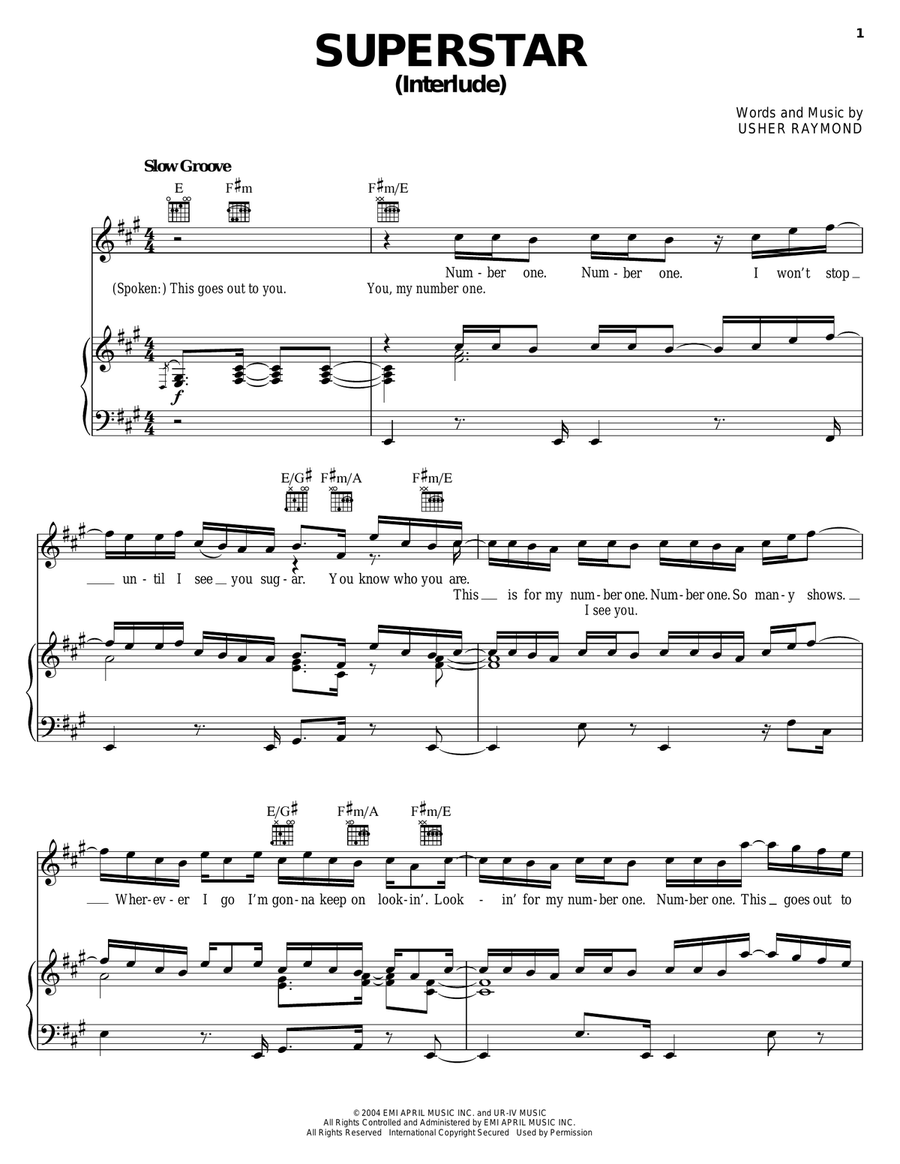 Superstar (Interlude) Piano, Vocal, Guitar scores gallery preview page 1