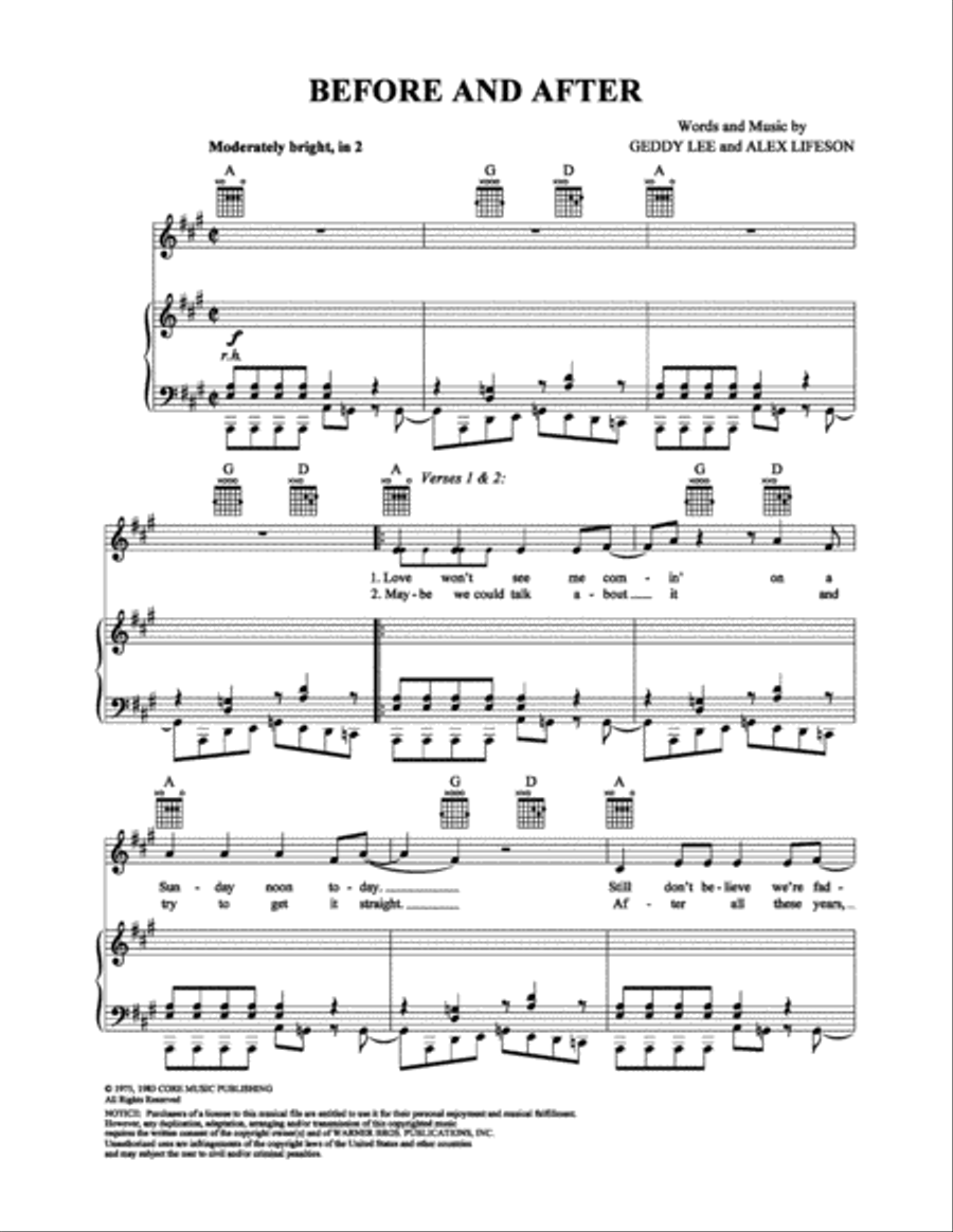 Before And After Before And After Piano, Vocal, Guitar scores gallery preview page 1