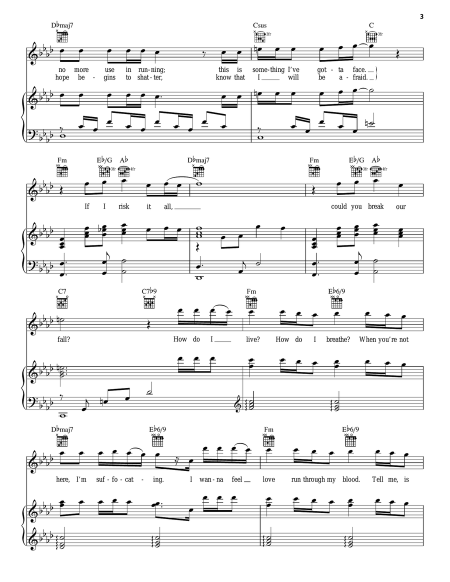 Writing's On The Wall Piano, Vocal, Guitar scores gallery preview page 3
