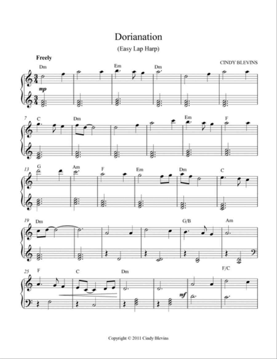 Dorianation, Easy Lap Harp Solo Lap Harp scores gallery preview page 2