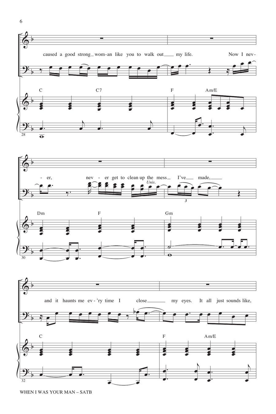When I Was Your Man (arr. Mac Huff) 4-Part scores gallery preview page 5