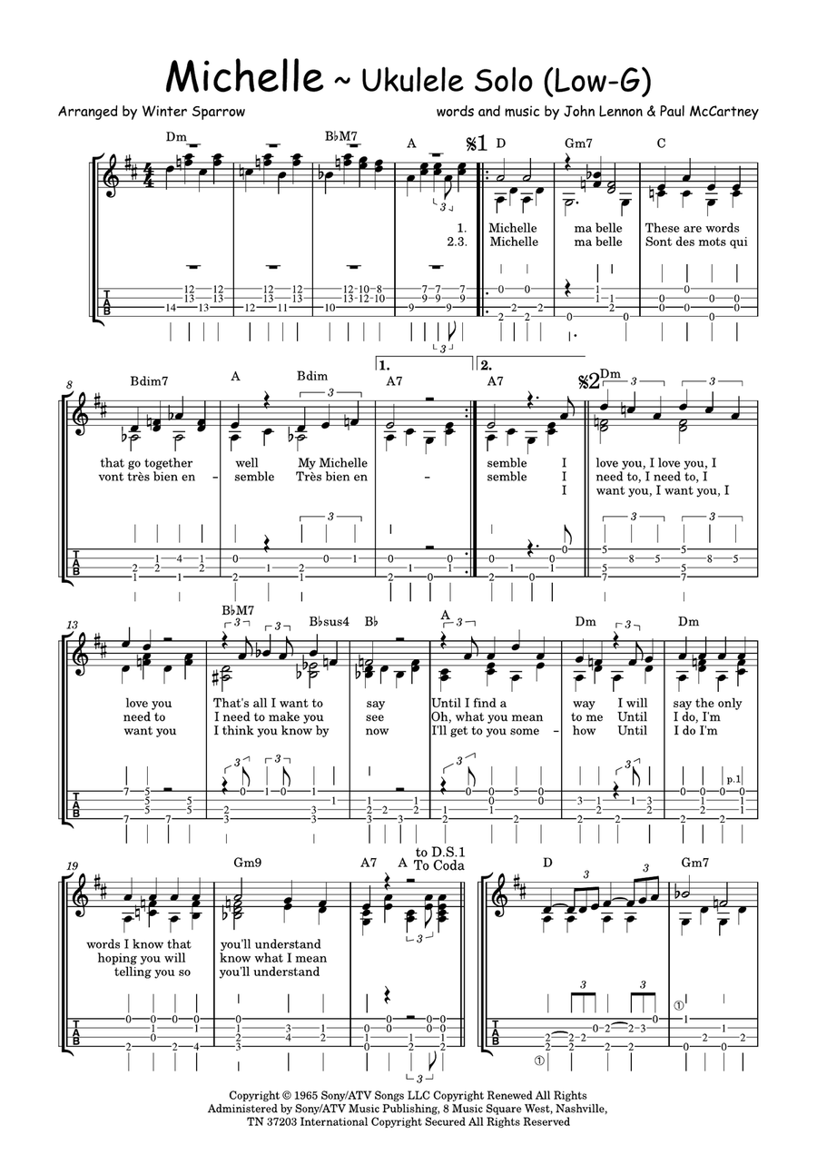 Michelle Michelle Ukulele scores gallery preview page 1