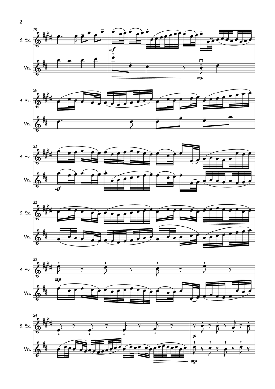 Canon in D Major, P.37; T.337. S. Sax and Violin. Chamber Music scores gallery preview page 2