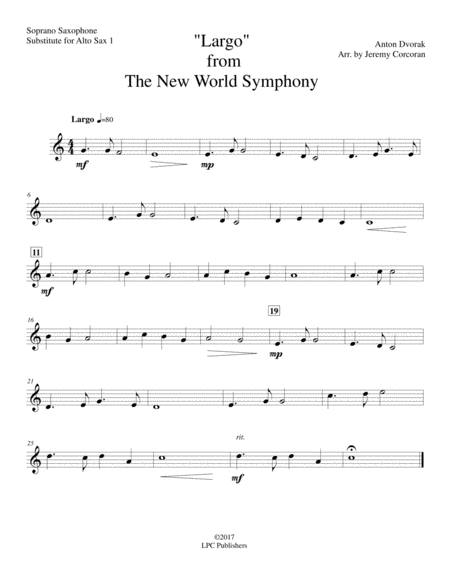 Largo from The New World Symphony for Saxophone Quartet image number null