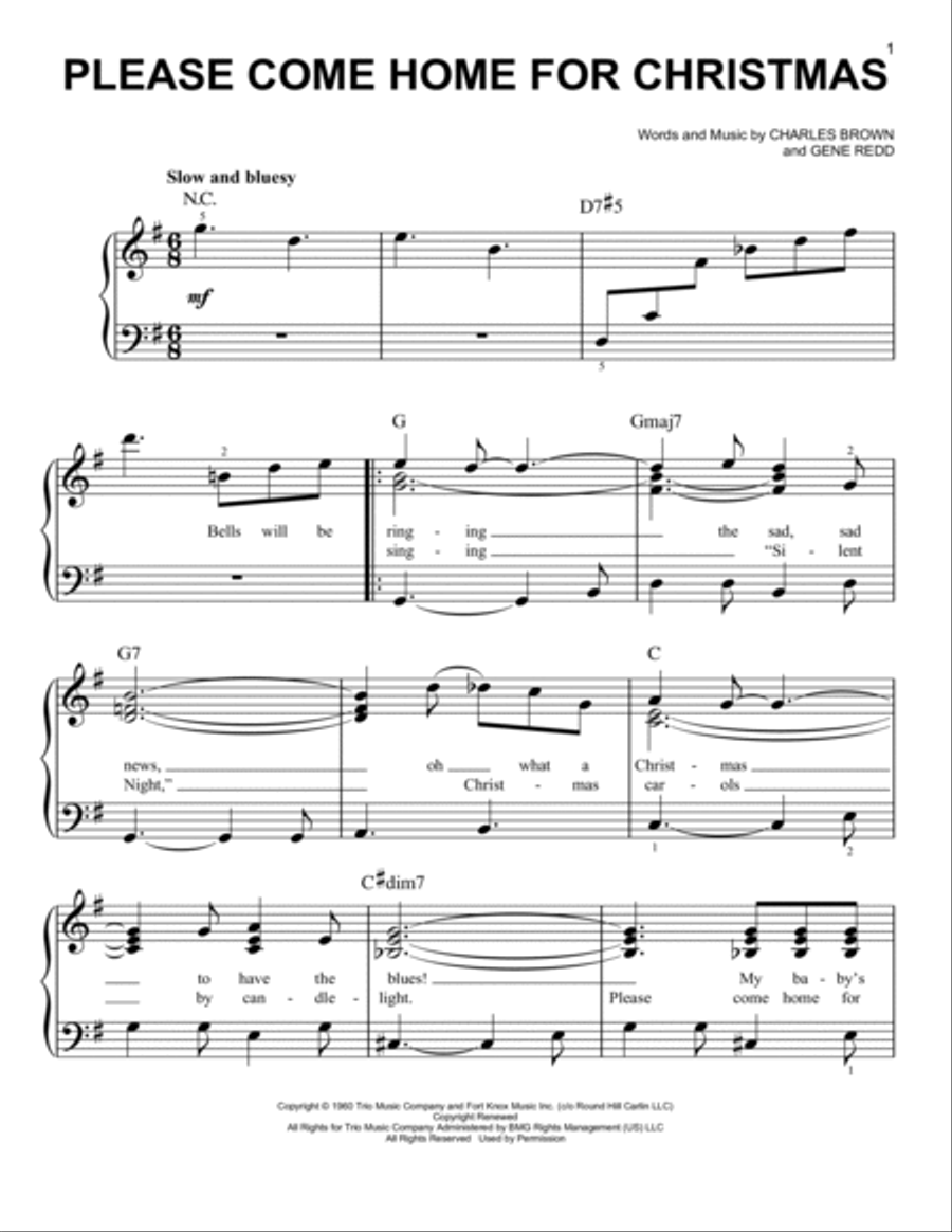 Please Come Home For Christmas Easy Piano scores gallery preview page 1