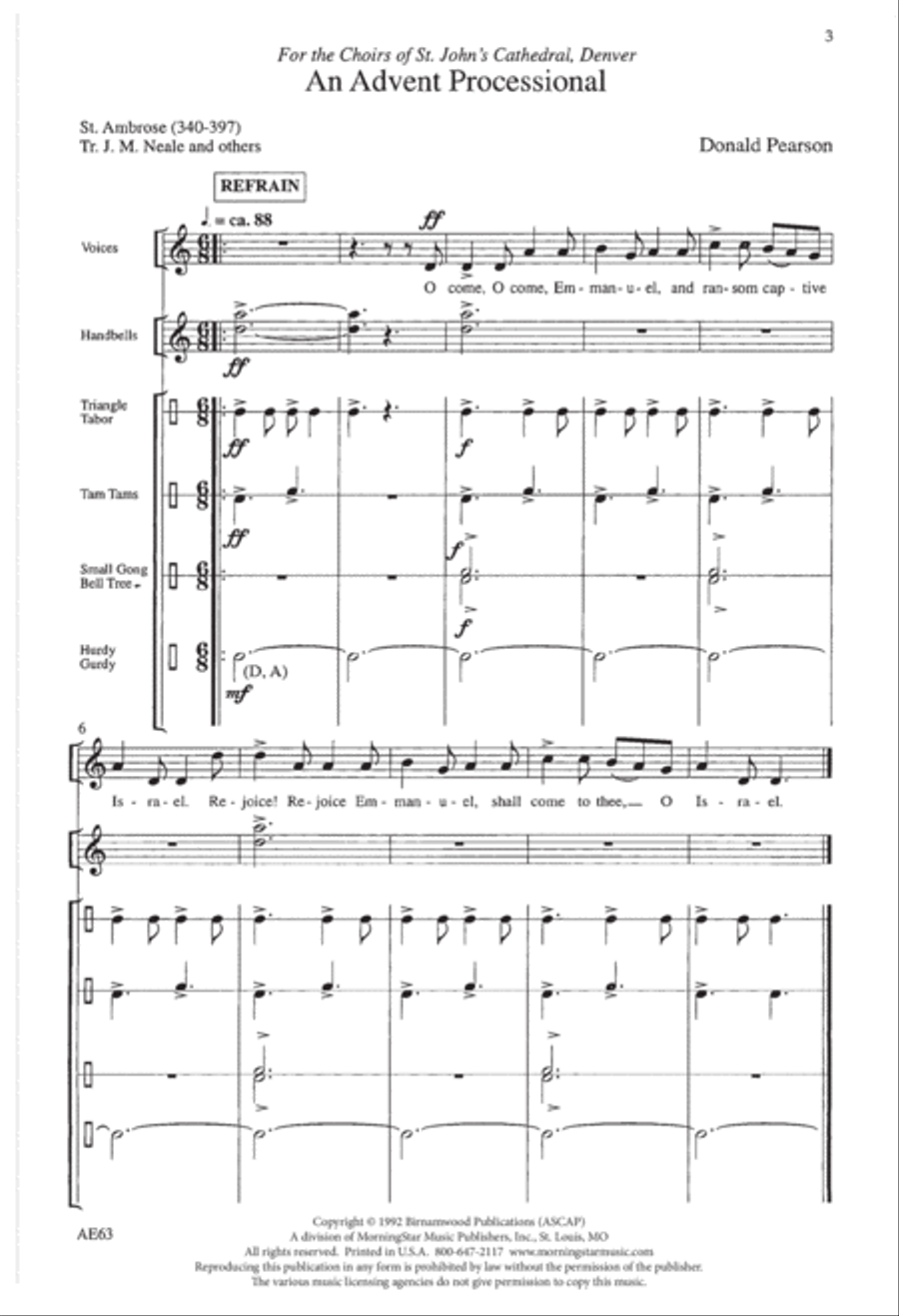 Advent Processional Unison Choir scores gallery preview page 3