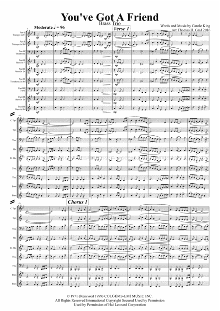 You've Got A Friend Euphonium scores gallery preview page 1