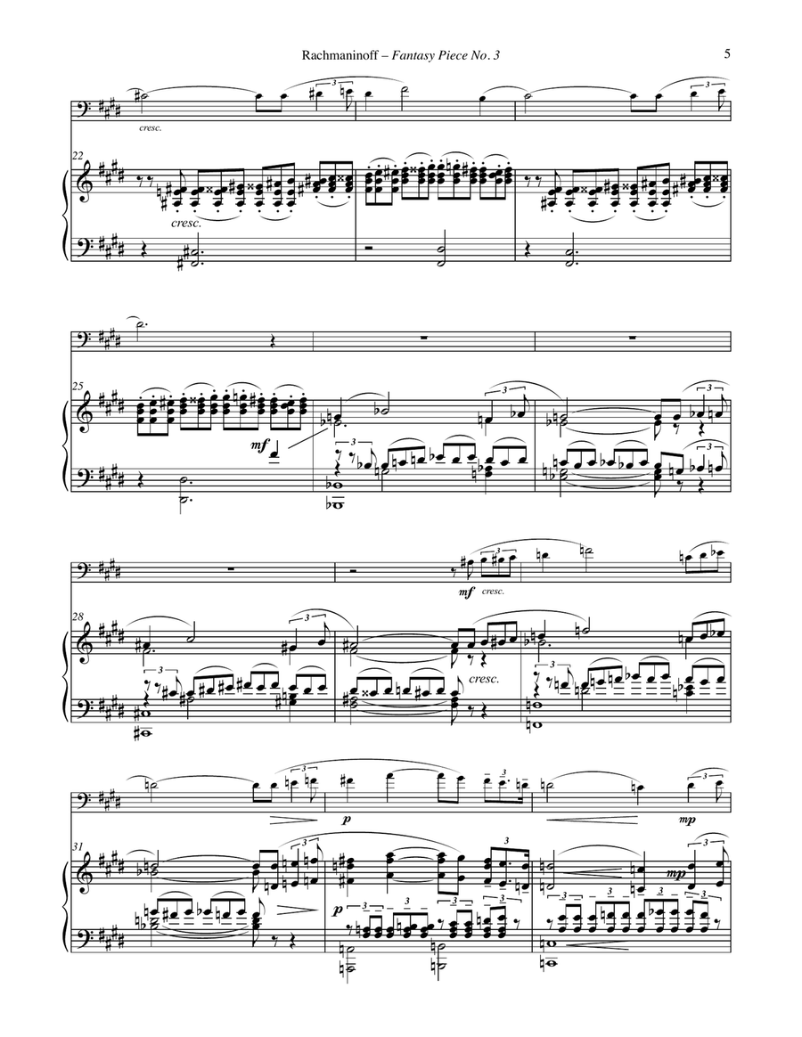 Fantasy Piece Op. 3 No. 3 for Trombone & Piano Piano scores gallery preview page 5