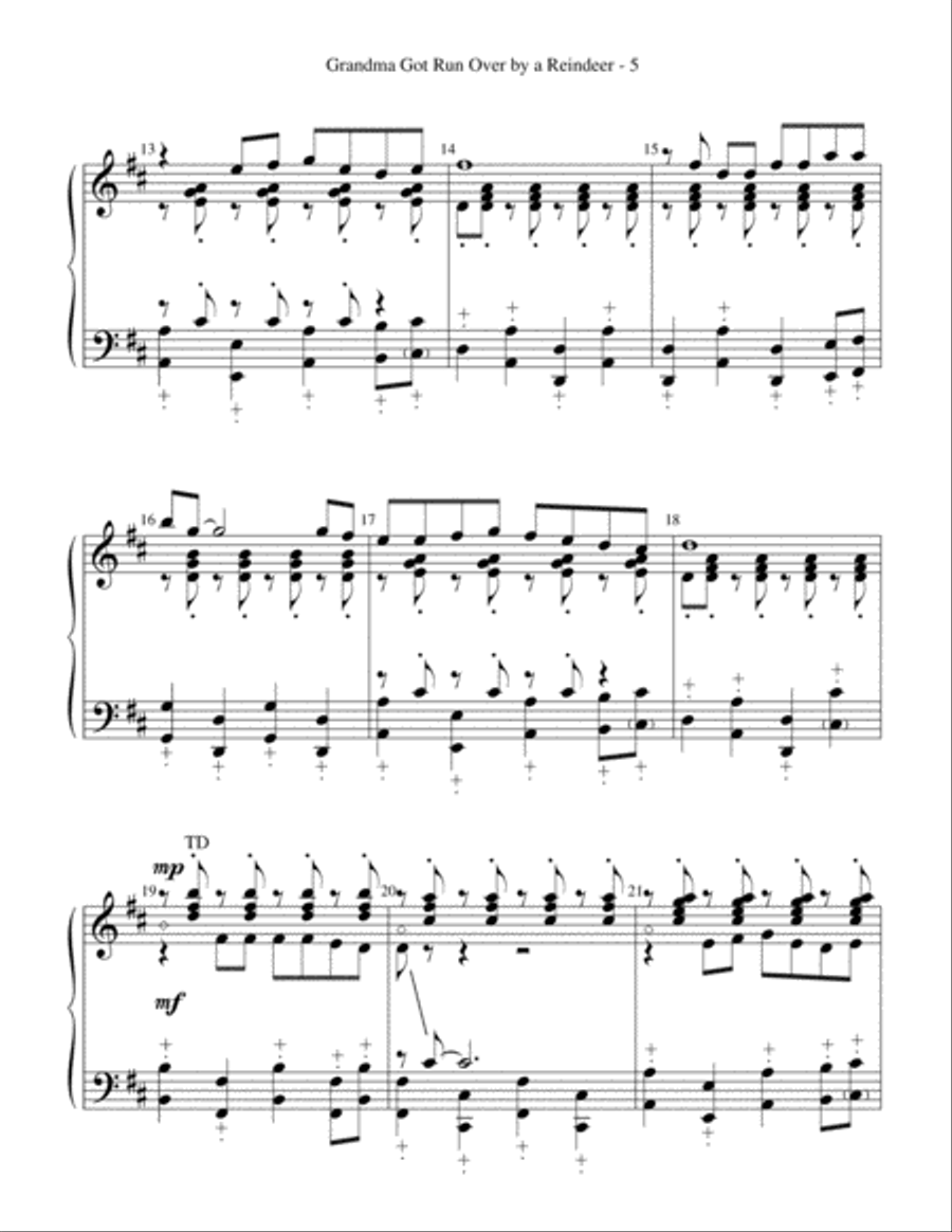 Grandma Got Run Over By A Reindeer Handbell Choir scores gallery preview page 5