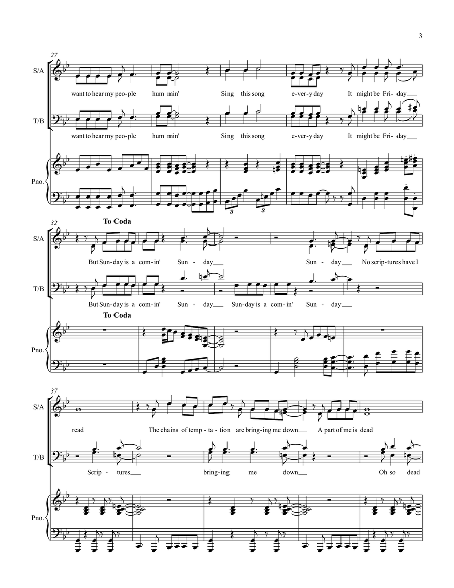 Sunday Is A Comin' 4-Part scores gallery preview page 3