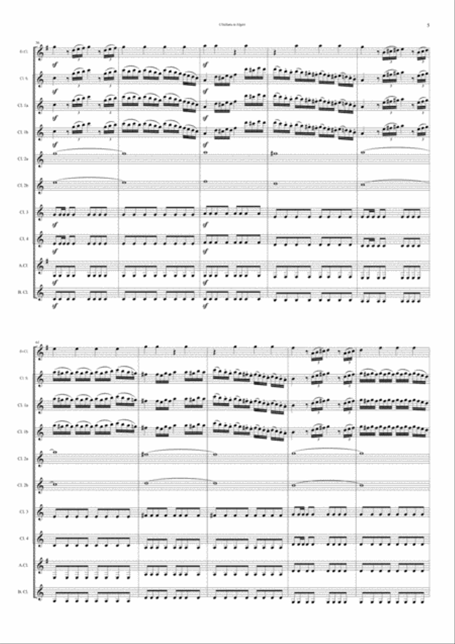 Rossini L’Italiana in Algeri (The Italian Girl in Algiers) – Sinfonia (Ouverture) for Clarinet C Woodwind Ensemble scores gallery preview page 5