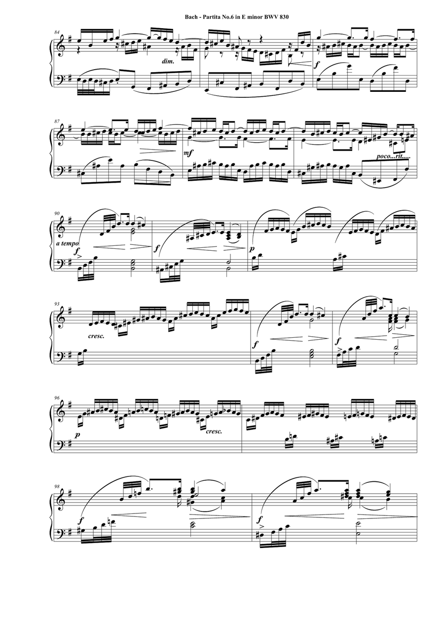 Bach - Partita No.6 in E minor BWV 830 for Piano Piano Solo scores gallery preview page 6