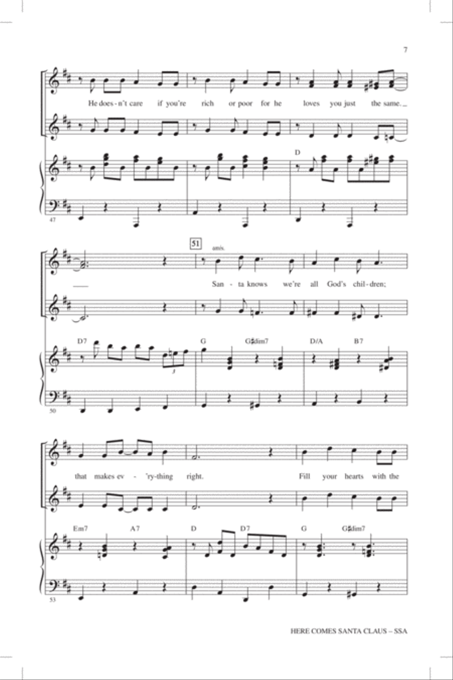 Here Comes Santa Claus (Right Down Santa Claus Lane) SSA scores gallery preview page 6