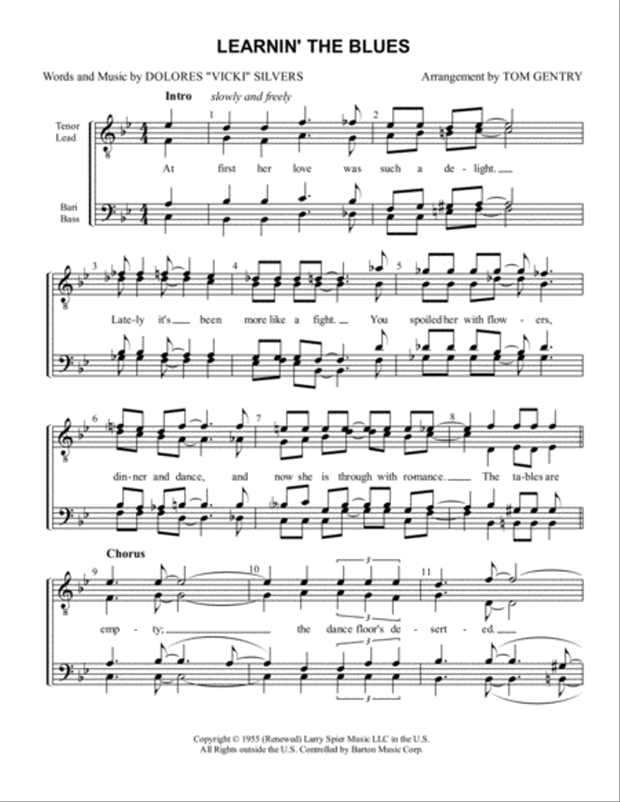 Learnin' The Blues Learnin' The Blues TTBB scores gallery preview page 1