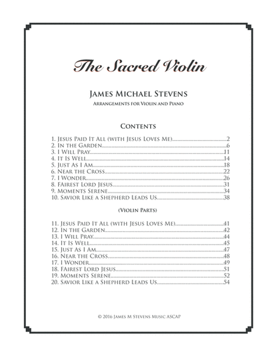 The Sacred Violin (arrangements for Solo Violin and Piano) image number null