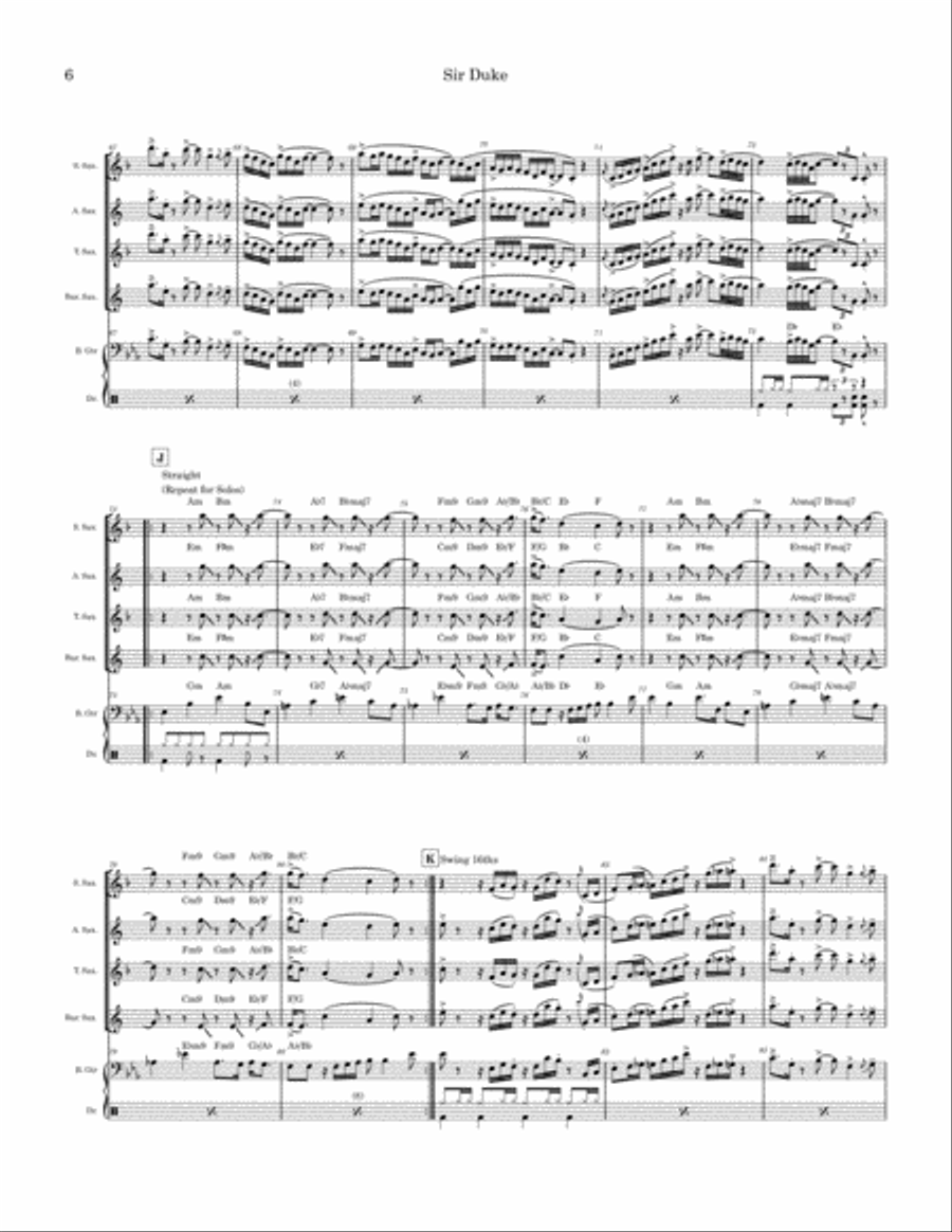 Sir Duke Saxophone Quartet scores gallery preview page 6