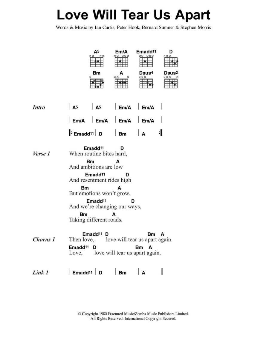 Love Will Tear Us Apart Love Will Tear Us Apart Acoustic Guitar scores gallery preview page 1