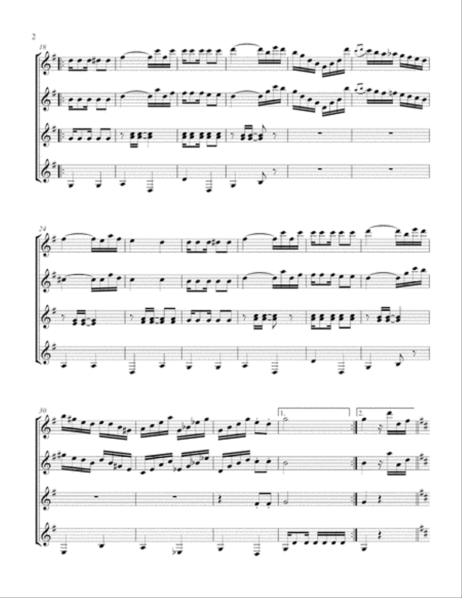 Sons de Carrilhões (Guitar Quartet) - Score and Parts Guitar Ensemble scores gallery preview page 2