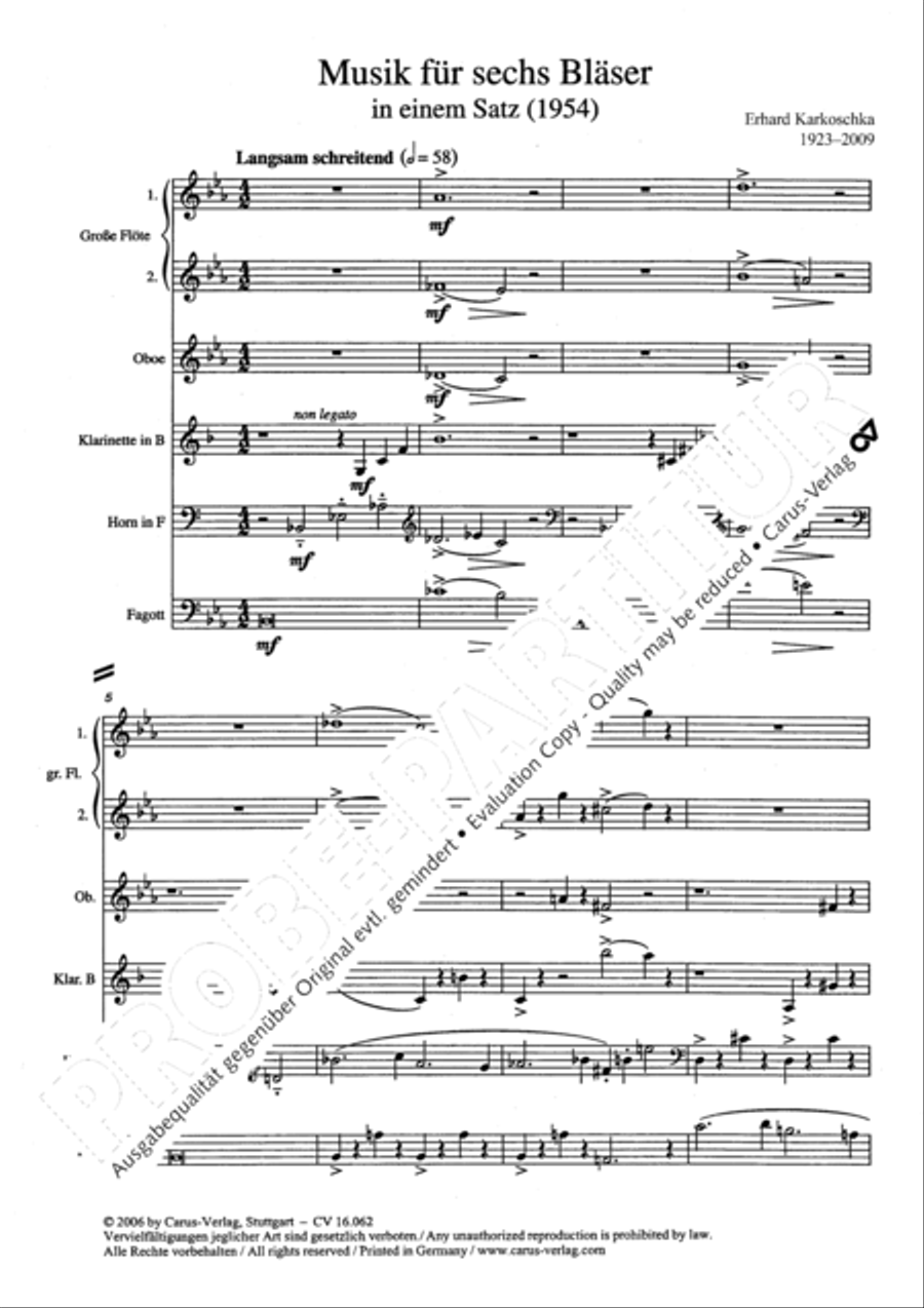 Musik fur sechs Blaser Musik fur sechs Blaser Bassoon scores gallery preview page 5