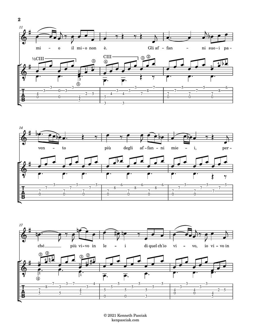 Ma rendi pur contento (for Voice and Guitar) Acoustic Guitar scores gallery preview page 4