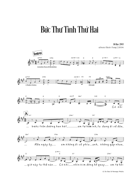 Bức Thư Tình Thứ Hai (piano & guitar reduction, vocal & chords) image number null