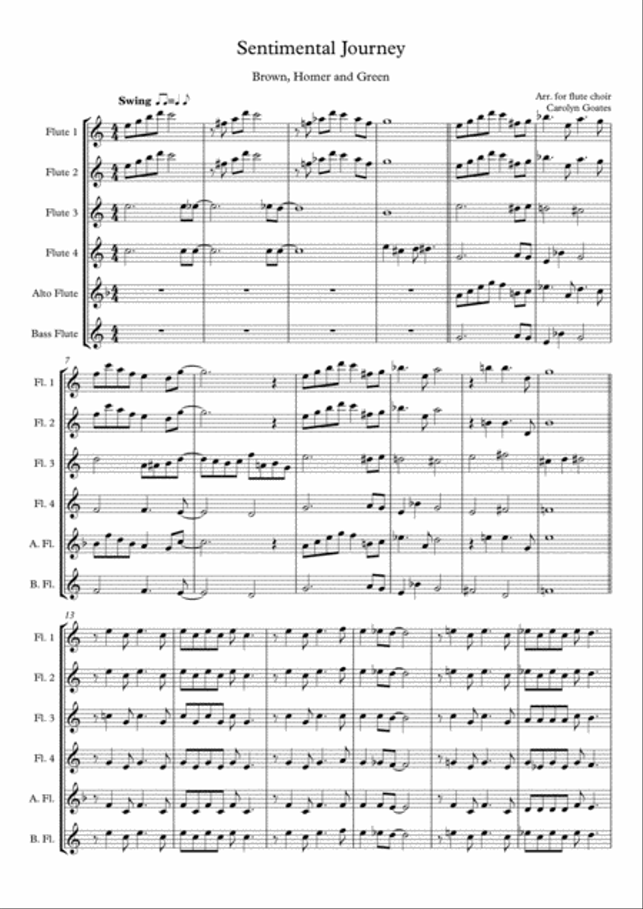 Sentimental Journey Flute Choir scores gallery preview page 1