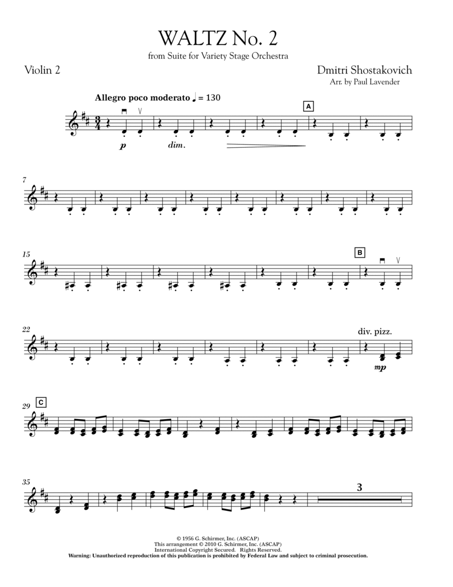 Waltz No. 2 - Violin 2