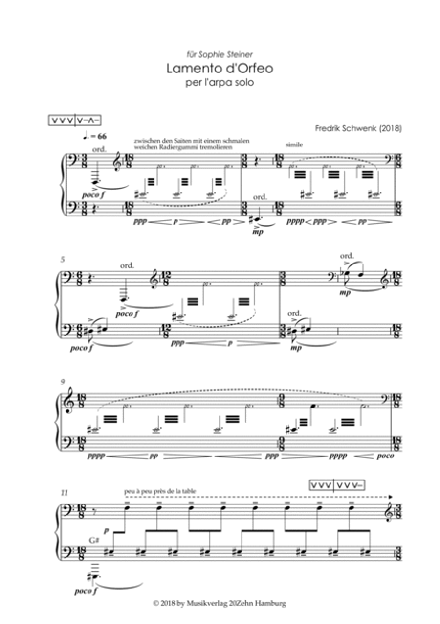 Lamento d'Orfeo Harp scores gallery preview page 3