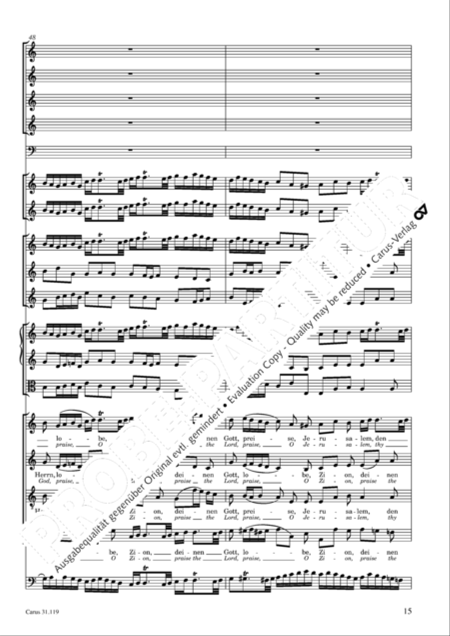 Praise the Lord, O Jerusalem (Preise, Jerusalem, den Herrn) 4-Part scores gallery preview page 16