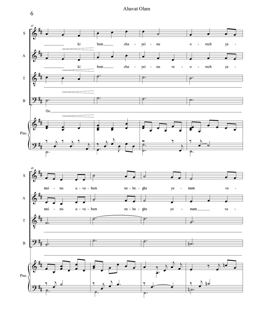 Ahavat Olam 4-Part scores gallery preview page 6