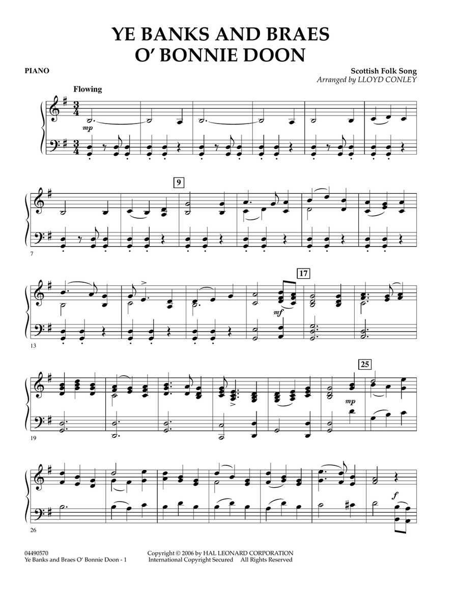 Ye Banks and Braes O' Bonnie Doon - Piano Orchestra scores gallery preview page 1