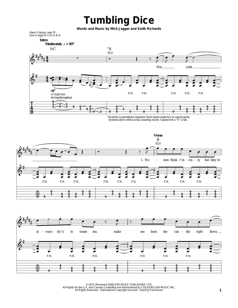 Tumbling Dice Acoustic Guitar scores gallery preview page 1