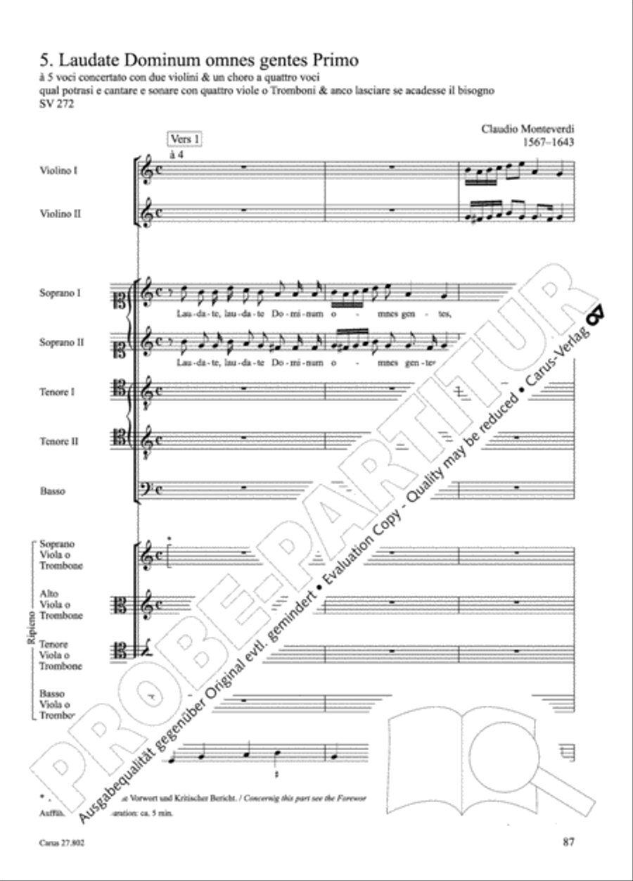 Salmi I (Selva morale e spirituale) Collection / Songbook scores gallery preview page 112