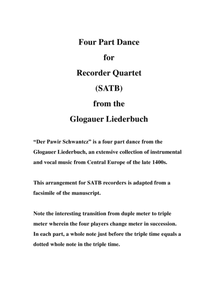 Medieval Dance for Recorder Quartet image number null