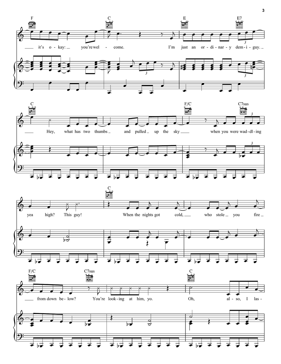 You're Welcome (from Moana) Piano, Vocal, Guitar scores gallery preview page 3