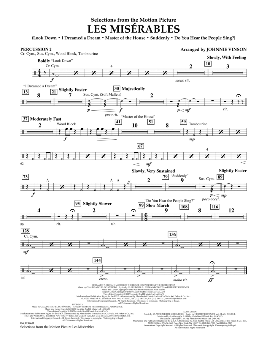 Les Miserables (Selections from the Motion Picture) - Percussion 2 Concert Band scores gallery preview page 1