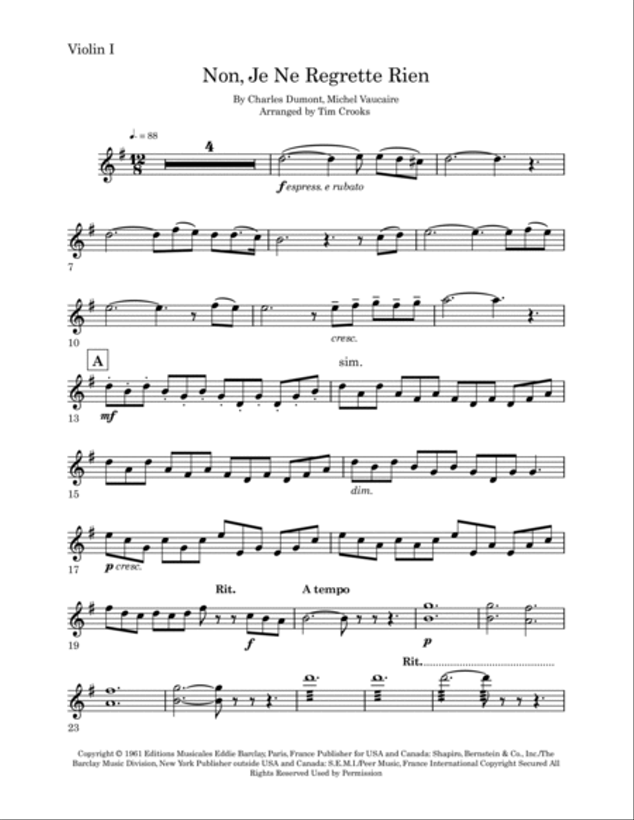 Non, Je Ne Regrette Rien String Quartet scores gallery preview page 6