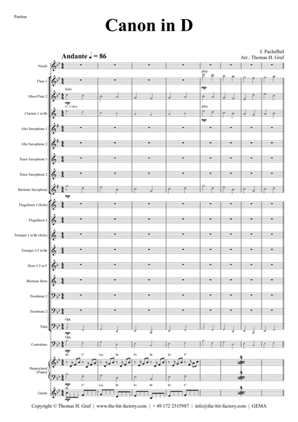 Canon in D (Bb) - Pachelbel - Voc. Opt - Concert Band