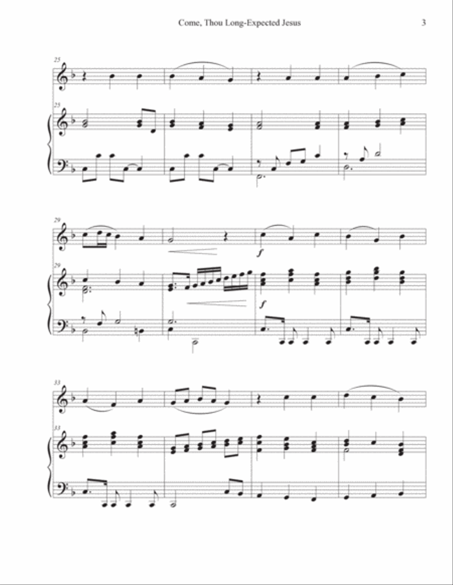 Come, Thou Long-Expected Jesus (Oboe-Piano) Piano scores gallery preview page 3