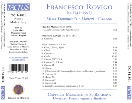 Rovigo: Missa Dominicalis - Mottetti - Canzoni