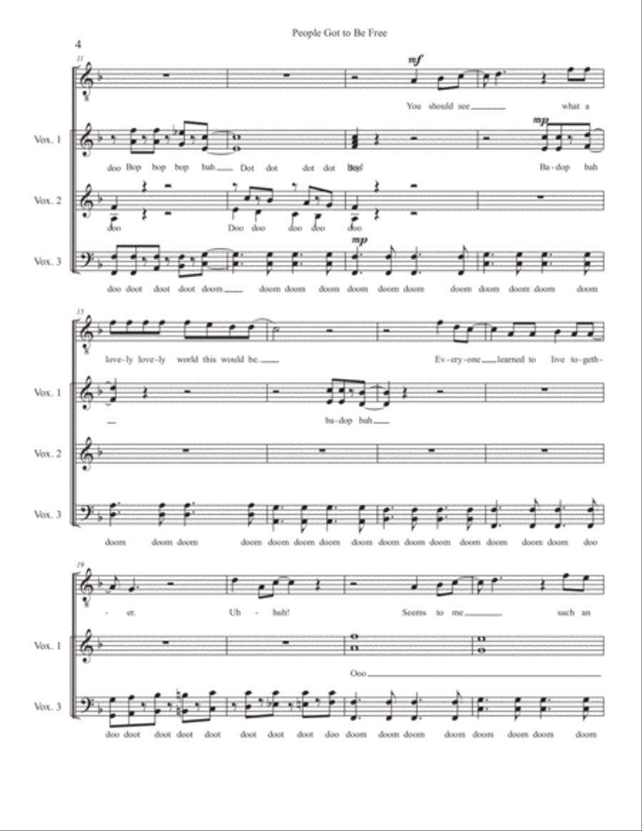 People Got To Be Free 4-Part scores gallery preview page 4