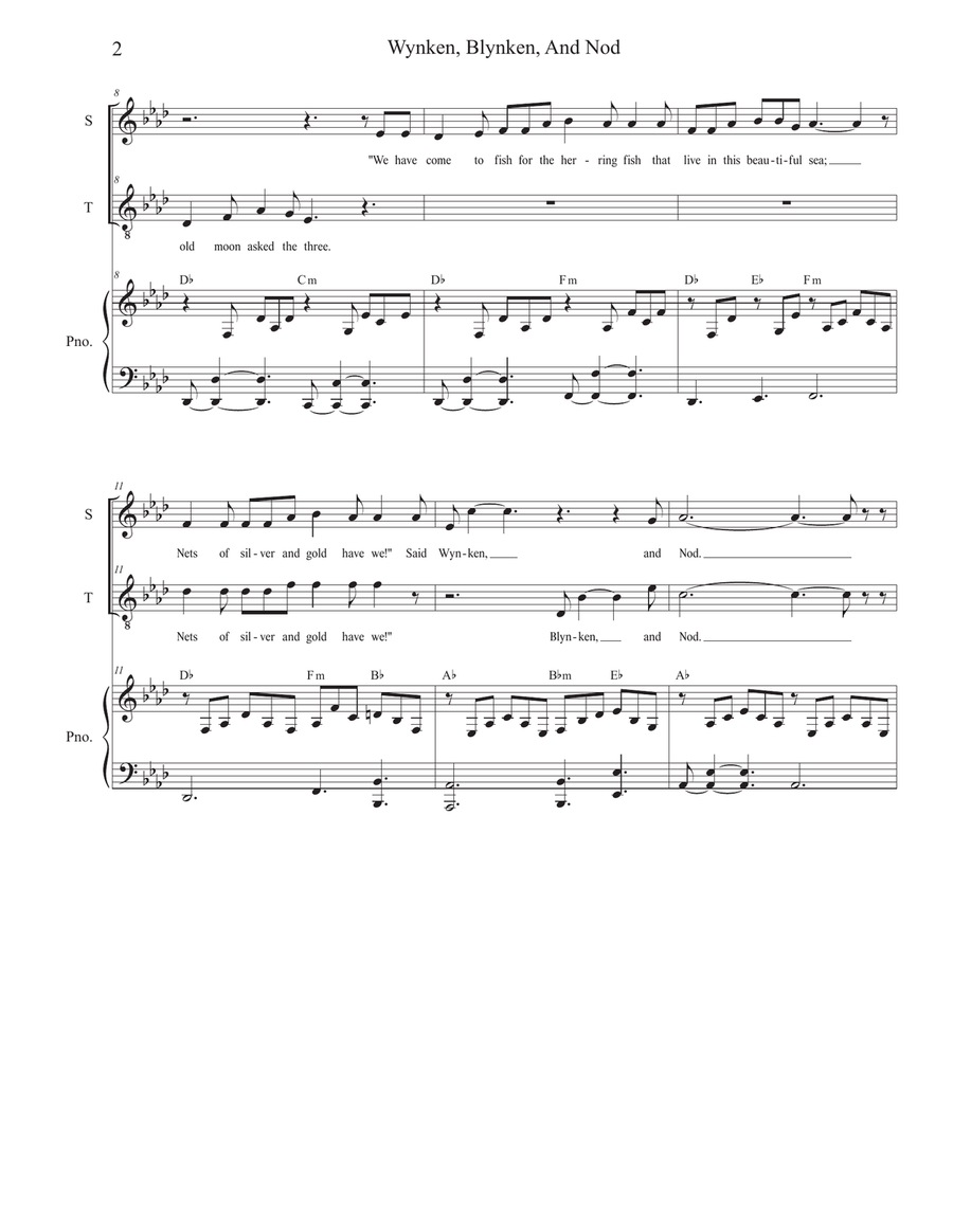 Wynken, Blynken, And Nod (Duet for Soprano and Tenor solo) Tenor Voice scores gallery preview page 2